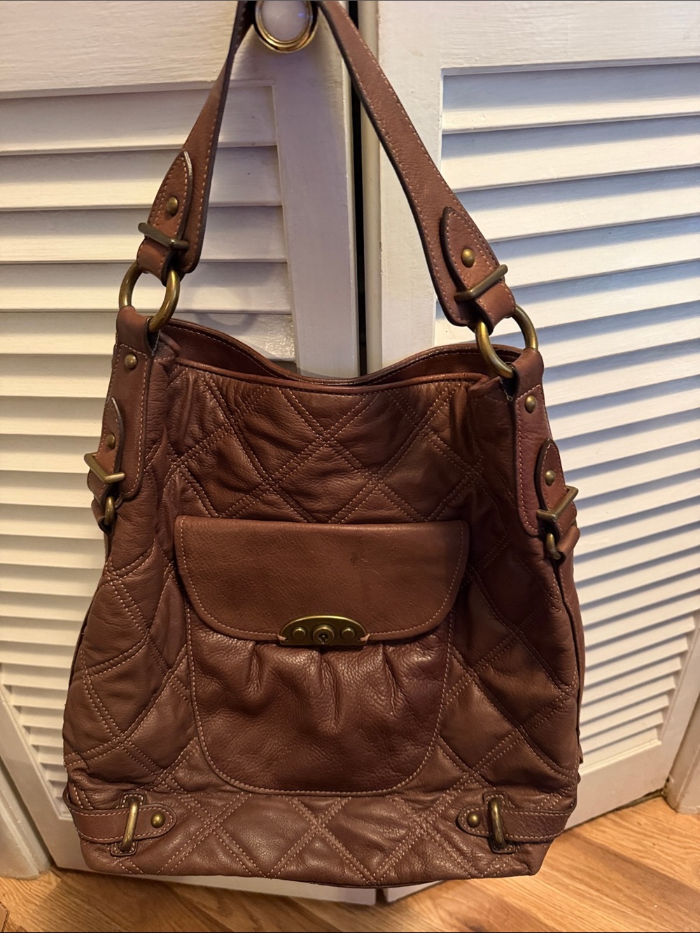 Fossil Quilted Leather Shoulder Bag in Brown